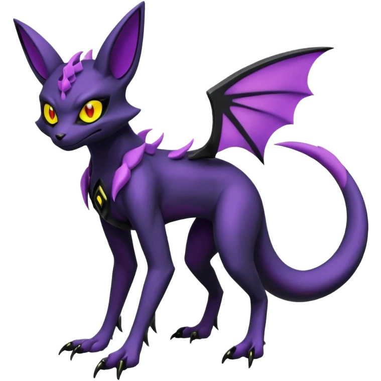 Gothic Edgy Badass Cool Noibat-Genesect-Umbreon-Salandit-Fakémon-hybrid-creature (full body)  emoji