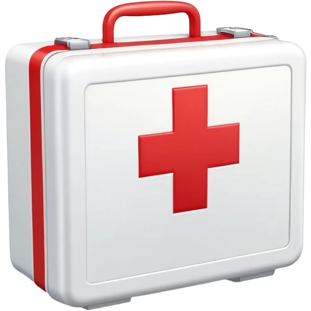First aid medical kit box with red cross symbol emoji