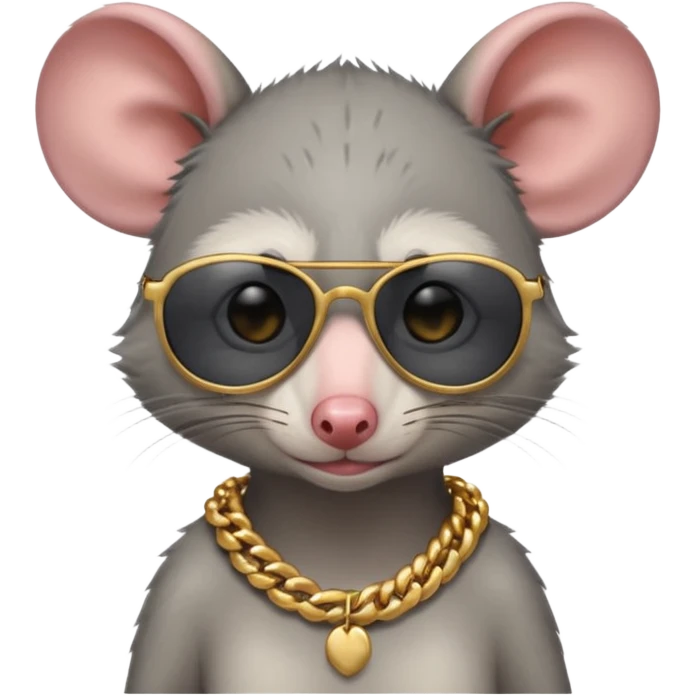 Sad Opossum with sunglasses and a gold necklace  emoji
