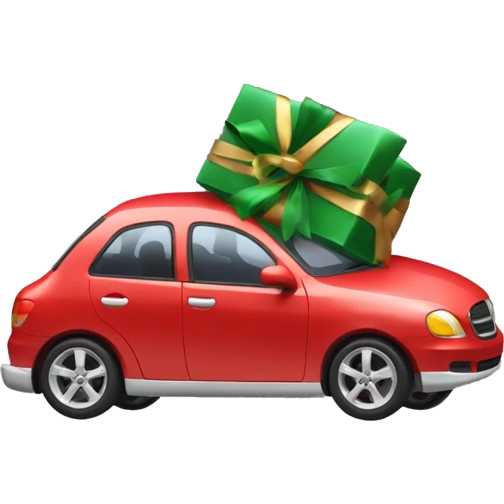 A car like a gift under the xmas tree emoji