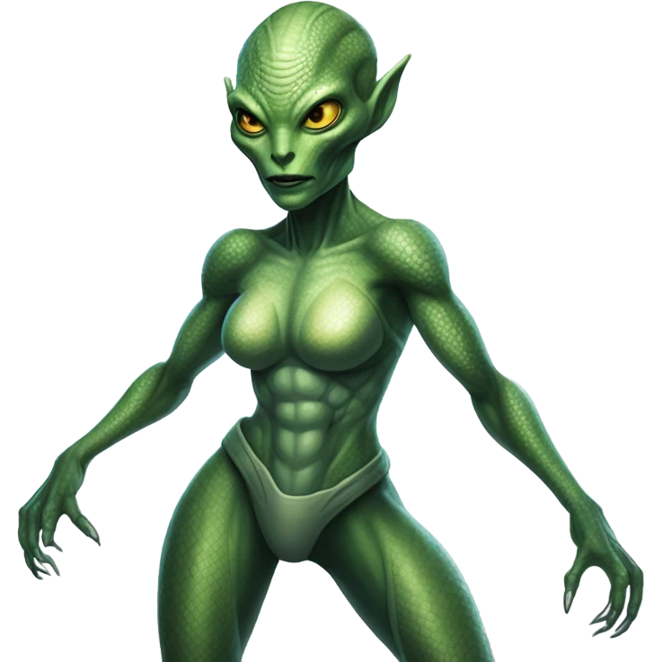 a reptilian alien woman full body emoji