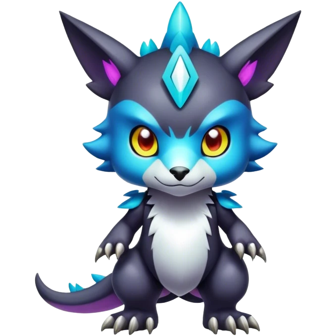 Cute cool colorful dark fantasy-Digimon-animal-hybrid full body emoji
