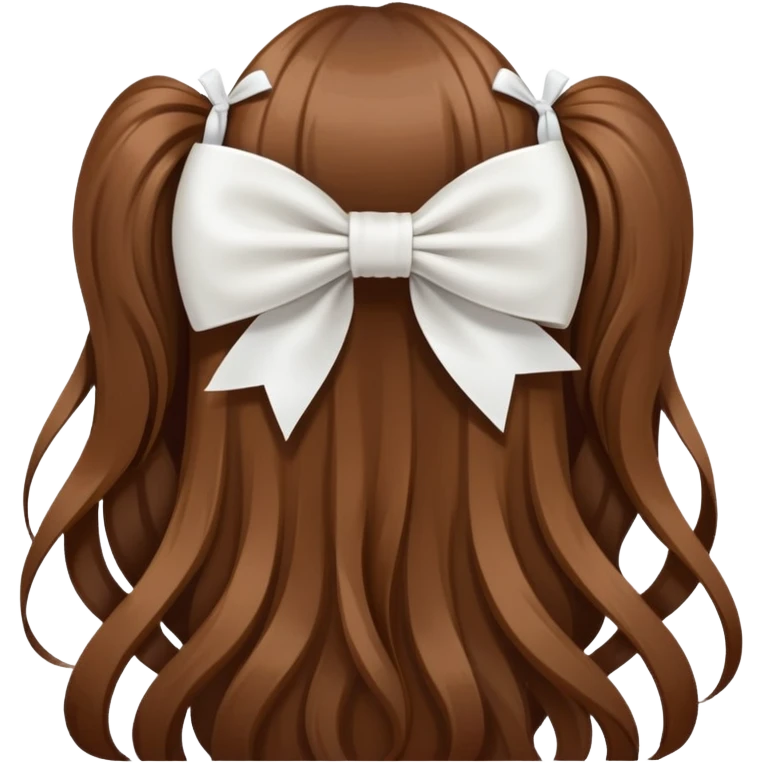 Brown long hairs with white bow from the back emoji