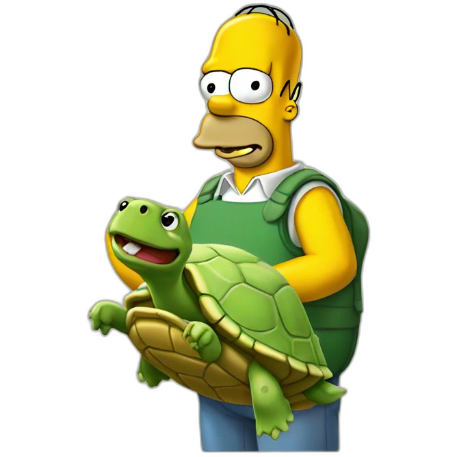 Homer Simpson with a turtle as a hat emoji