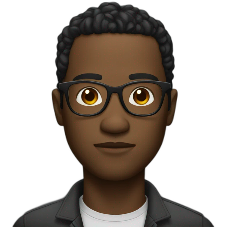 Serious black men with glasses and small eyes emoji