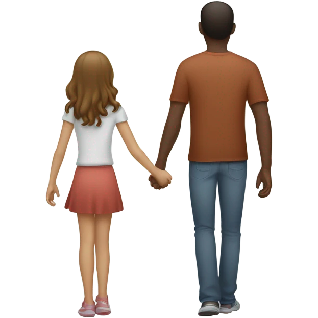 father and daughter holding their hands and seen from the back (white people and like a samsung emoji) emoji