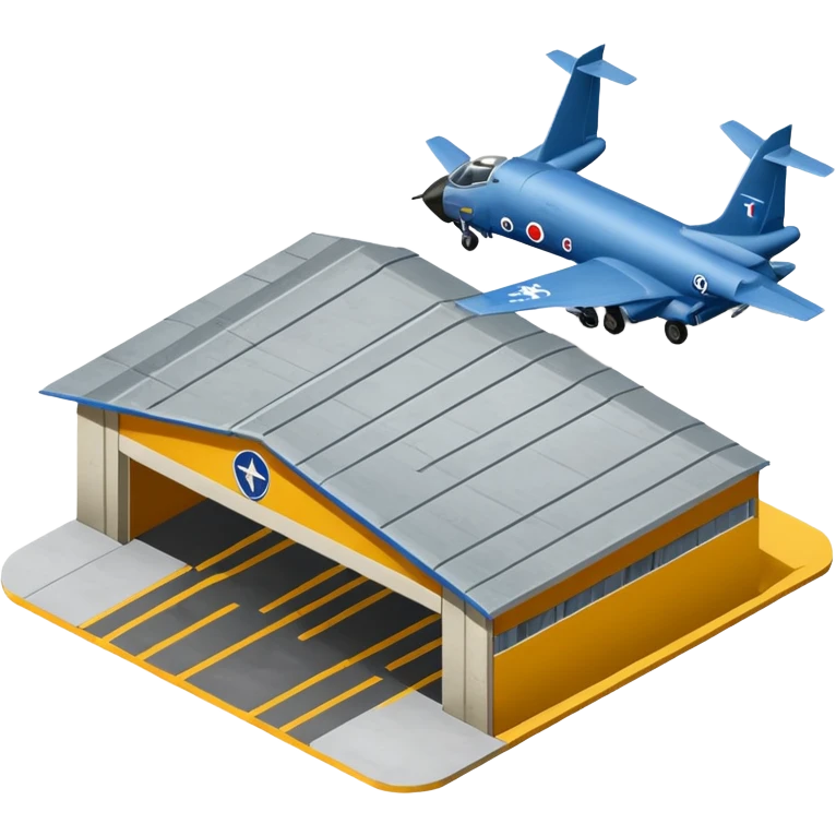 NATO military airplane  hangar isometry view emoji