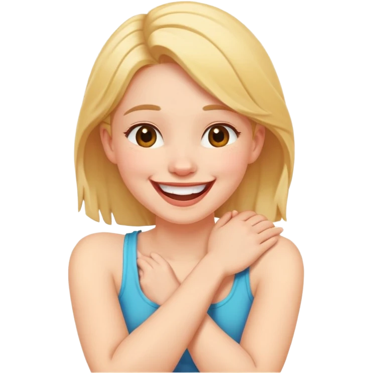 arms crossed holding neck laughing girl emoji