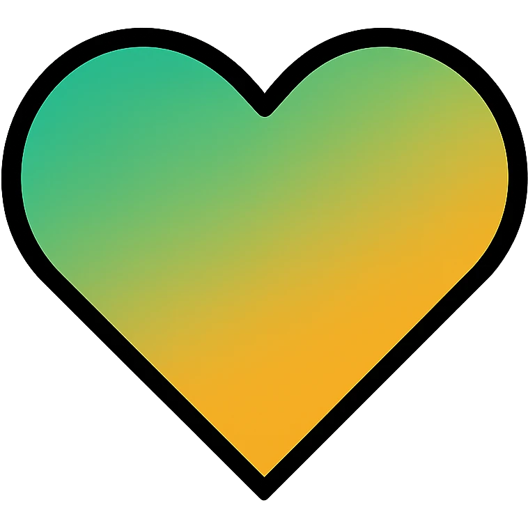 gradient heart icon with clean lines, modern icon style, emerald and amber gradient, no text emoji
