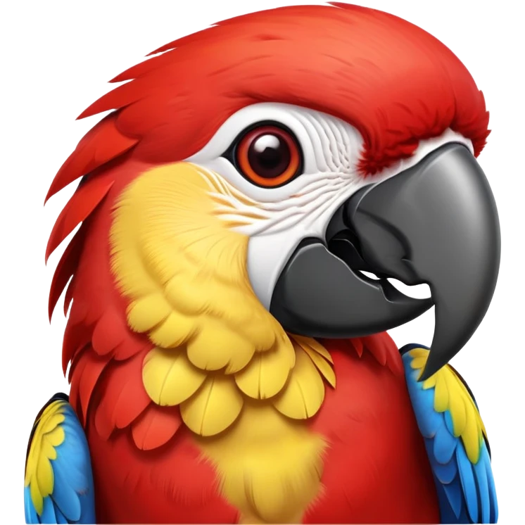 cinematic-cute-macaw-portrait-emoji,-head-tilted-playfully-and-inquisitively,-with-a-dazzling-red-plumage-and-round,-sparkling-eyes-filled-with-charm,-simplified-yet-irresistibly-adorable-features,-highly-detailed emoji