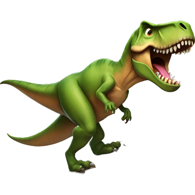 A t-rex surfing emoji