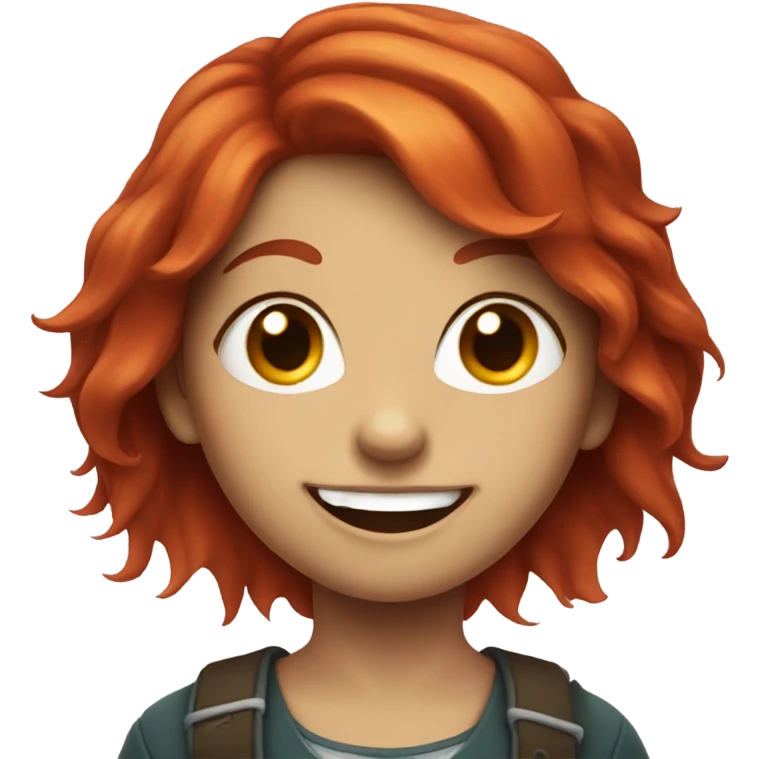 smiling girl with fangs but make her hair red emoji