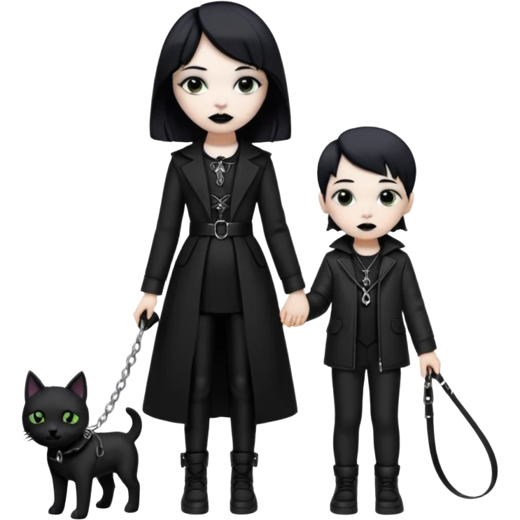 Fille Gothique qui tien un garçon en laisse emoji