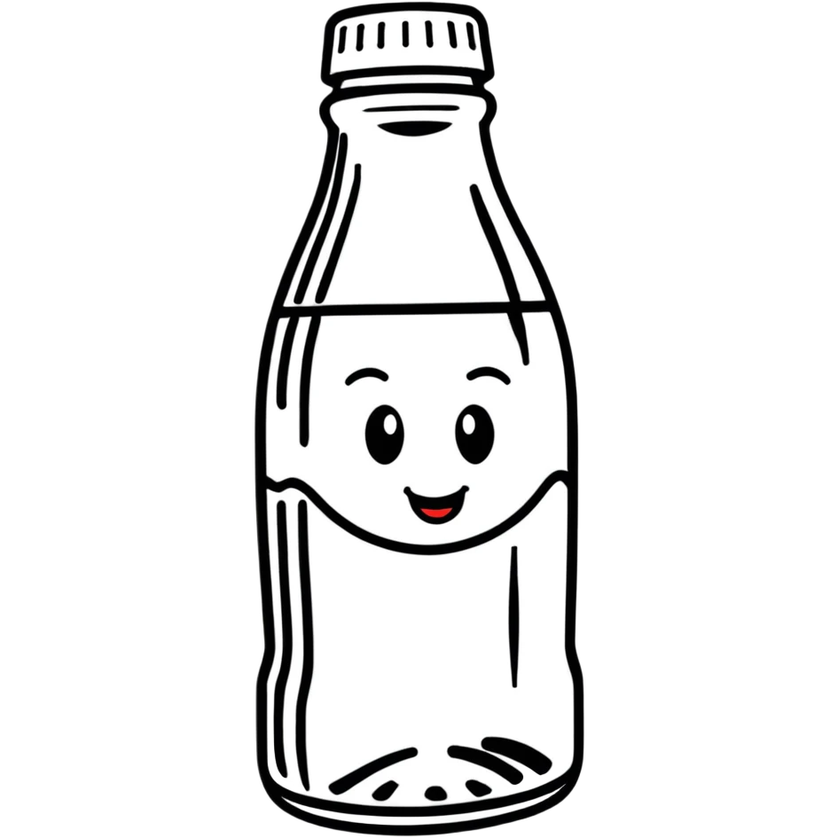 cute Coca Cola bottle character with a smiling face emoji