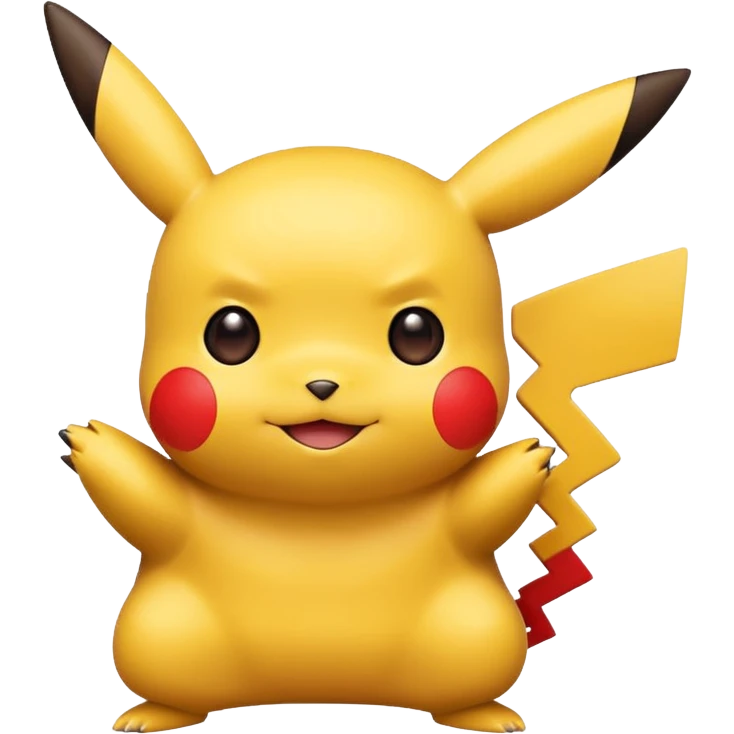 Pikachu designed in the style of Rednote app emoji, using minimalistic lines, bright yellow, and a red highlight emoji