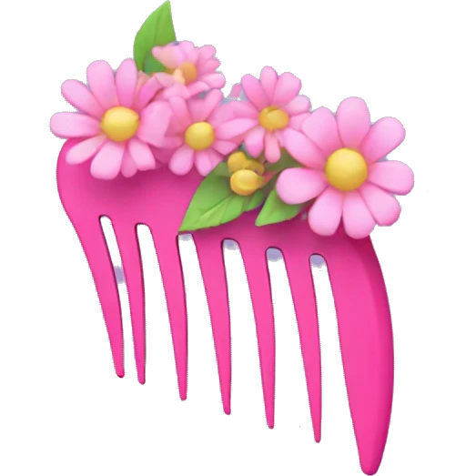 Pink comb with flowers emoji