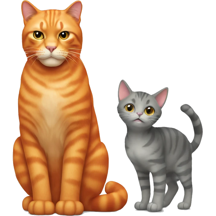 Big orange cat with gray kitty emoji