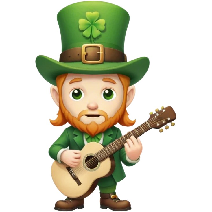 Sad leprechaun with guitar and Irish hat emoji
