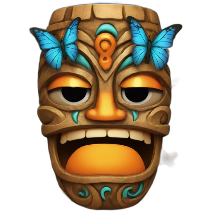 Tiki with colors blue and orange-butterfly-tornado-fun-love-eyelasch emoji