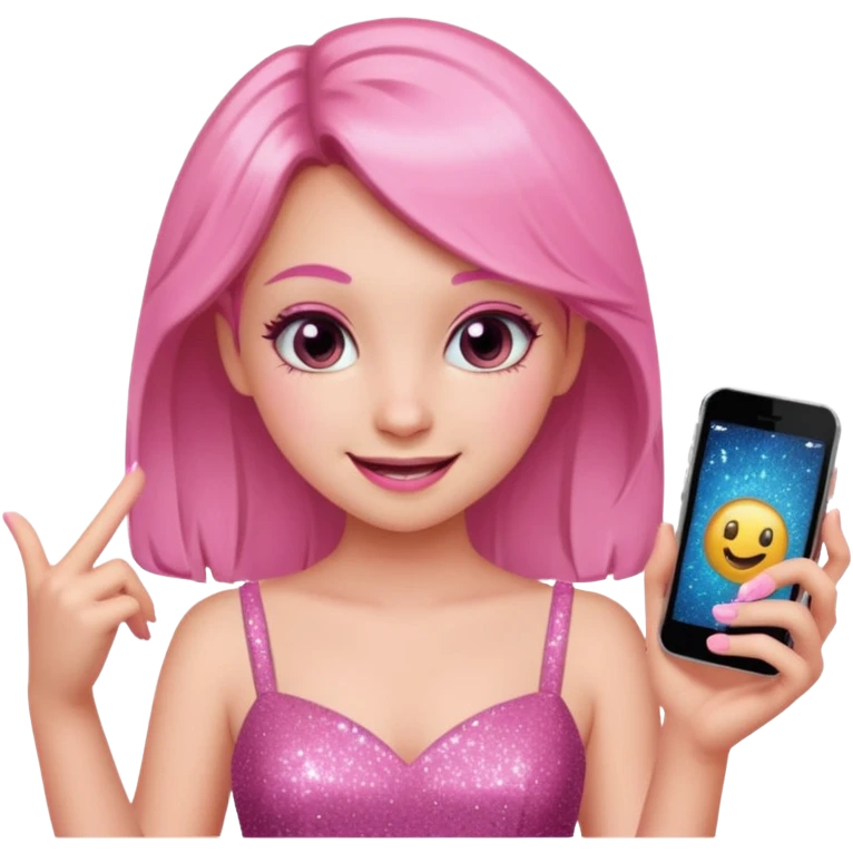 glitter pink girl naughty selfie emoji