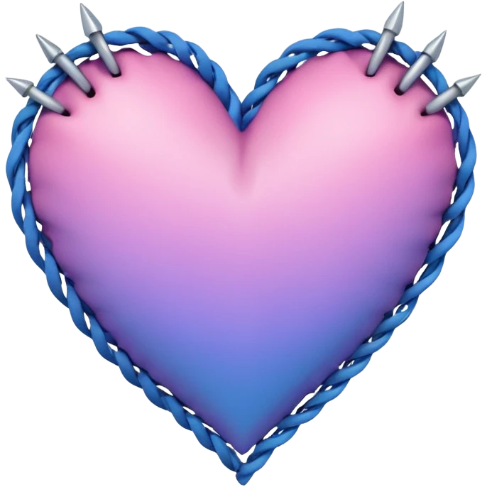 Stitched Barb thorn wired roped pastel pink-violet-blue-gradients heart emoji