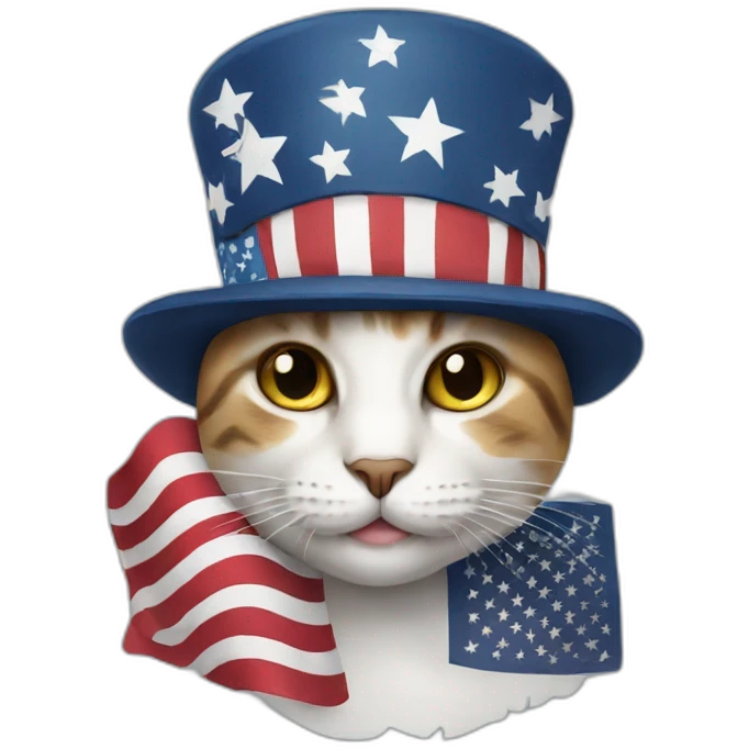 cat wearing american flag hat emoji