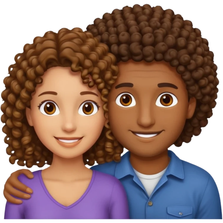 married curly girl brown guy emoji