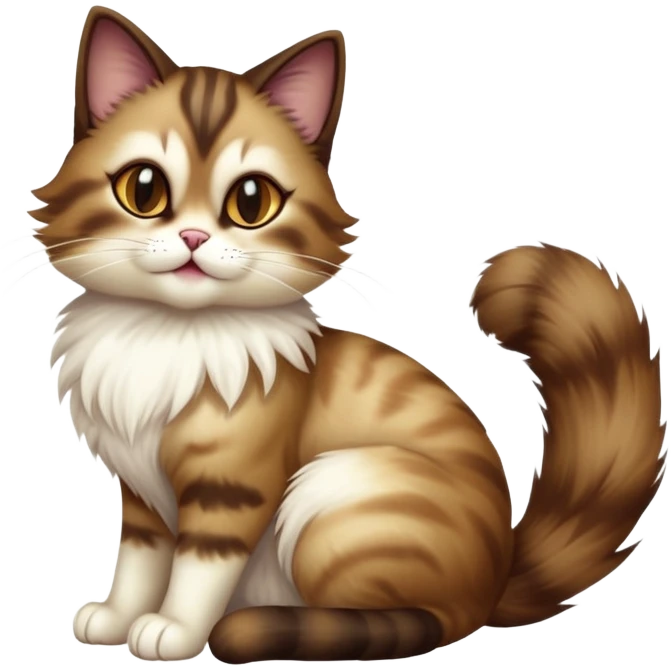 cinematic-[showshoe cat]-realistic-full-body-sitting-emoji,-tail-curled-playfully-around-its-paws,-head-tilted-dramatically,-fluffy-[brown mask white light brown back]-fur,-simplified-yet-realistic-focused-features,-highly-detailed,-glowing-with-an-almost-sarcastic-glow emoji