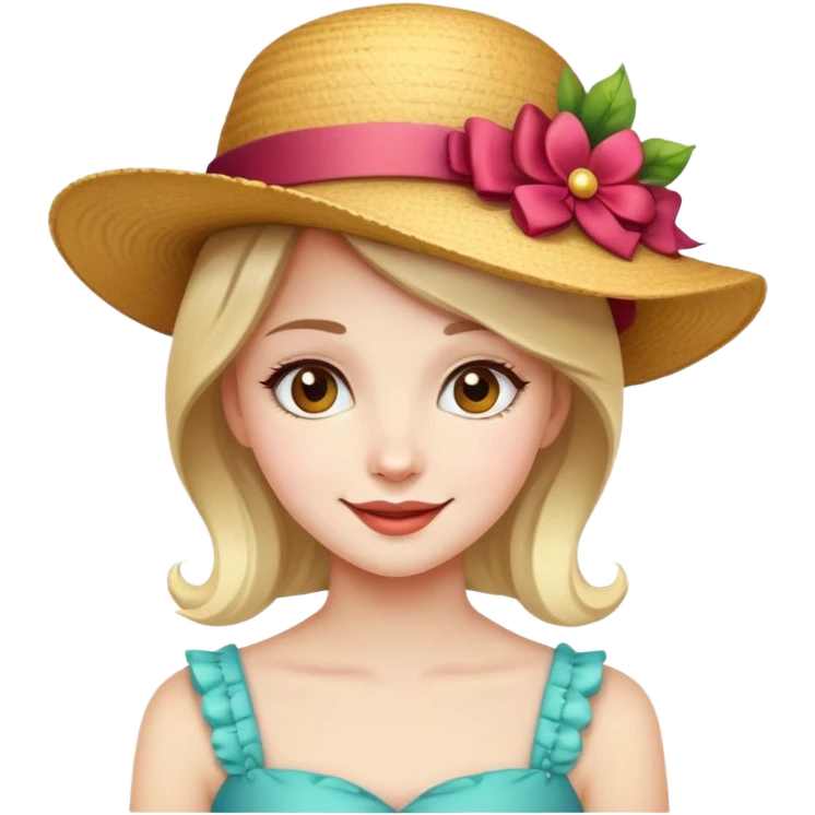 girl with a fancy hat, cheerful expression emoji