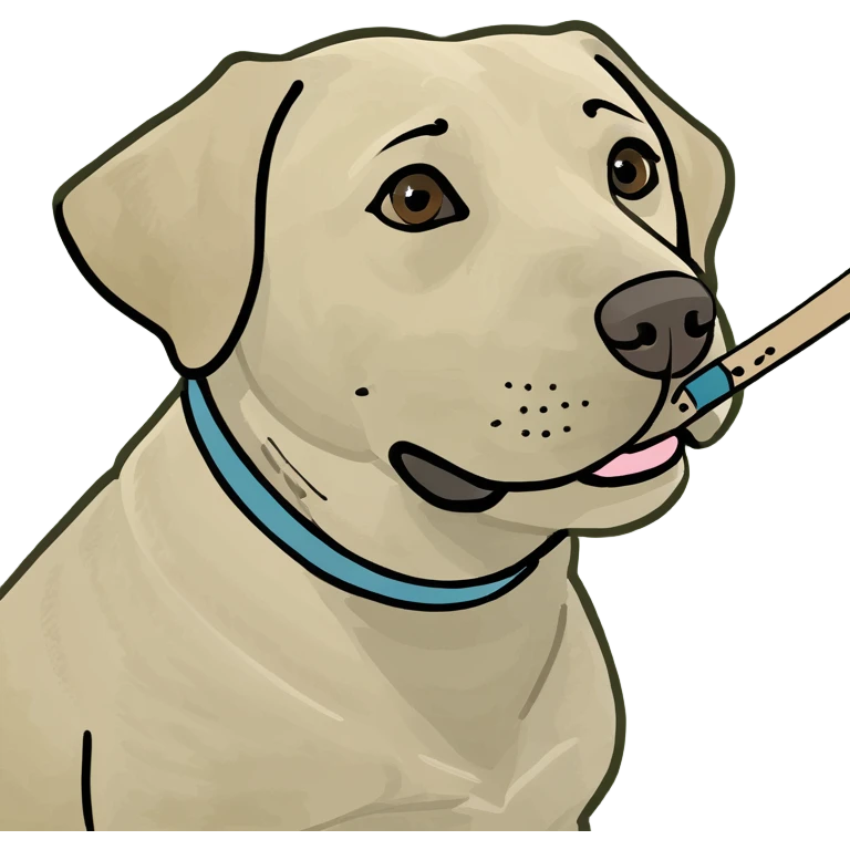 Labrador with a stick emoji