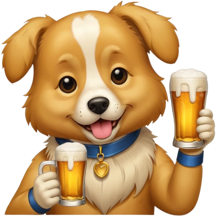 dog sipping beer emoji