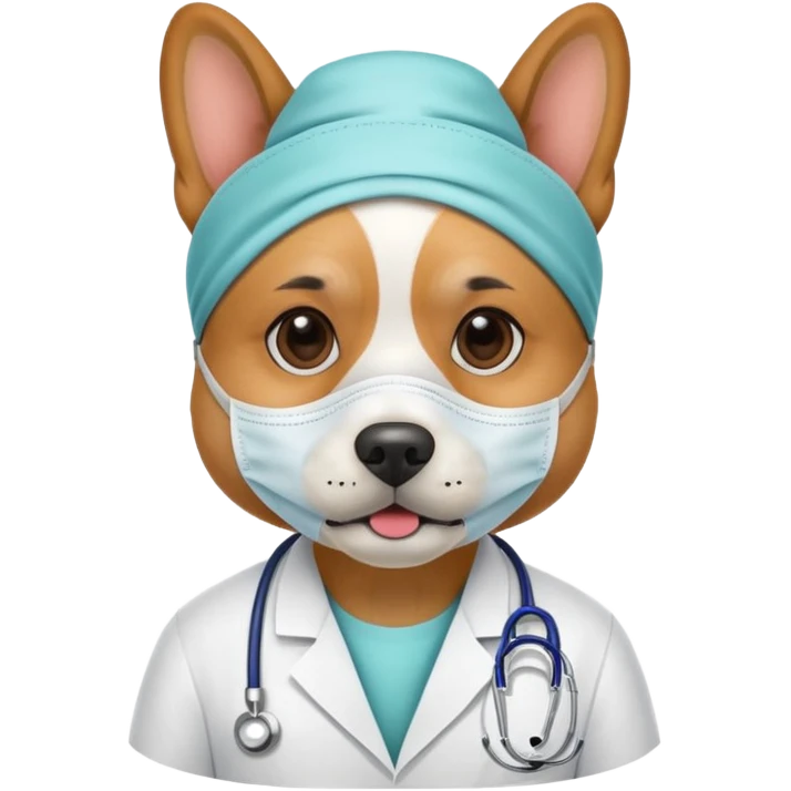doctor dog wearing medical mask emoji