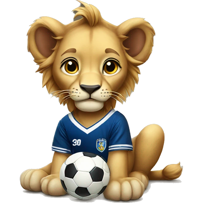 Baby lion with soccer team jersey “U” emoji