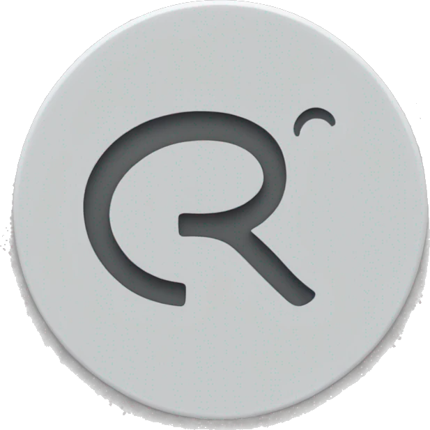 A white circle being the base of the emoji. Inside the circle having the letters "R" and  "S" in cursive emoji