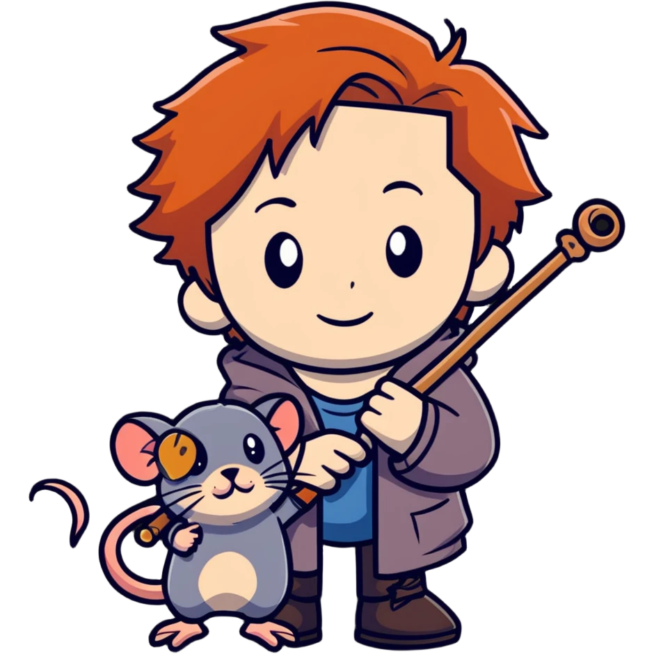 Ron Weasley with broken wand and pet rat emoji