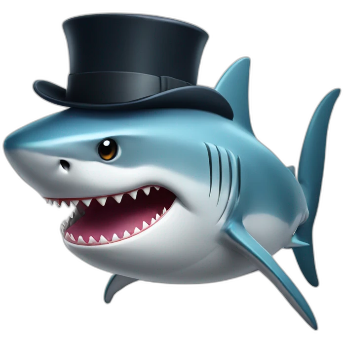 Shark with a top hat emoji