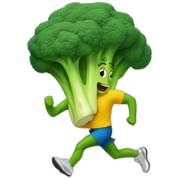 Broccoli cartoon running a marathon emoji