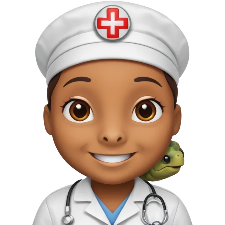 Turtle in nurse uniform smiling.

















 emoji