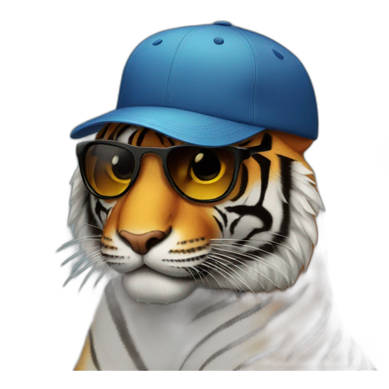 Tiger with sunglasses and cap emoji