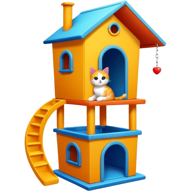 cats relaxing in a vertical playhouse emoji