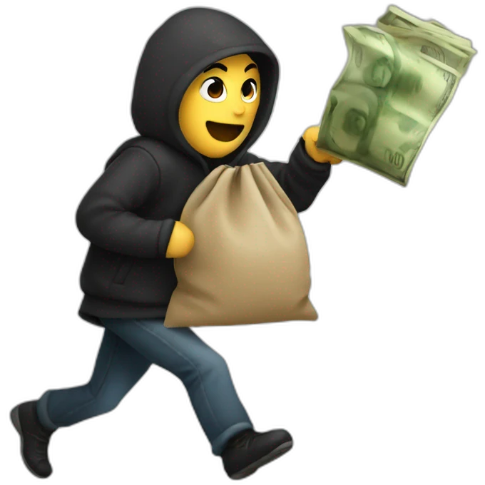 Thief runs with a bag of money emoji