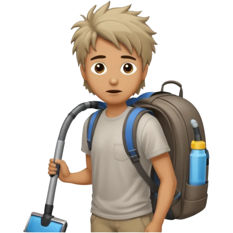 Madman cleaning car with a vacuum in a backpack emoji
