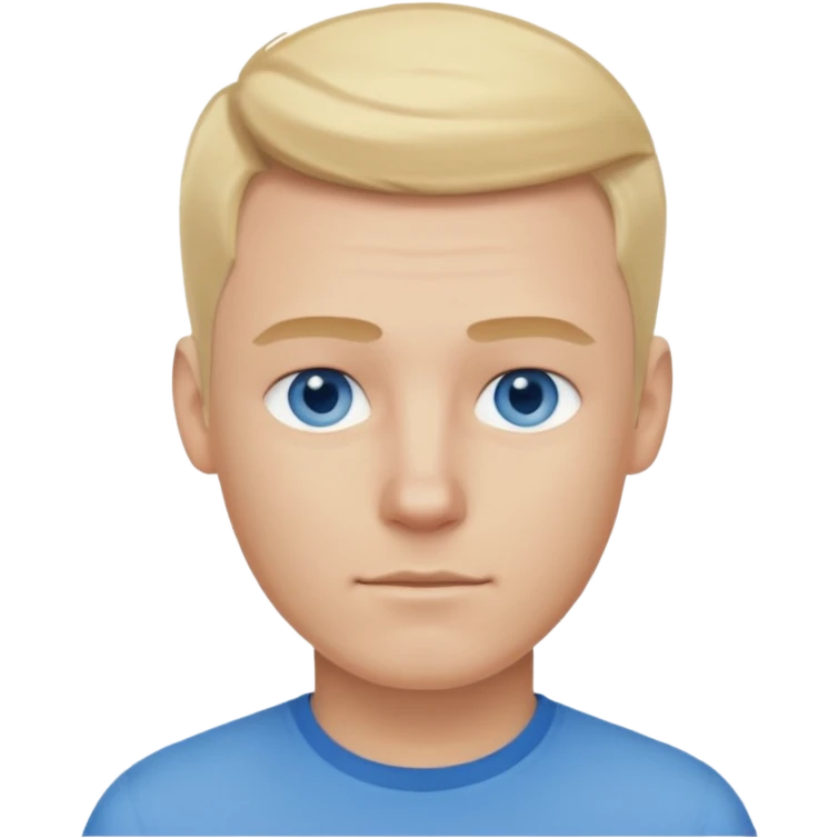 man with mustache, white man, blue eyes, blonde hair with shaved sides, wearing blue shirt emoji