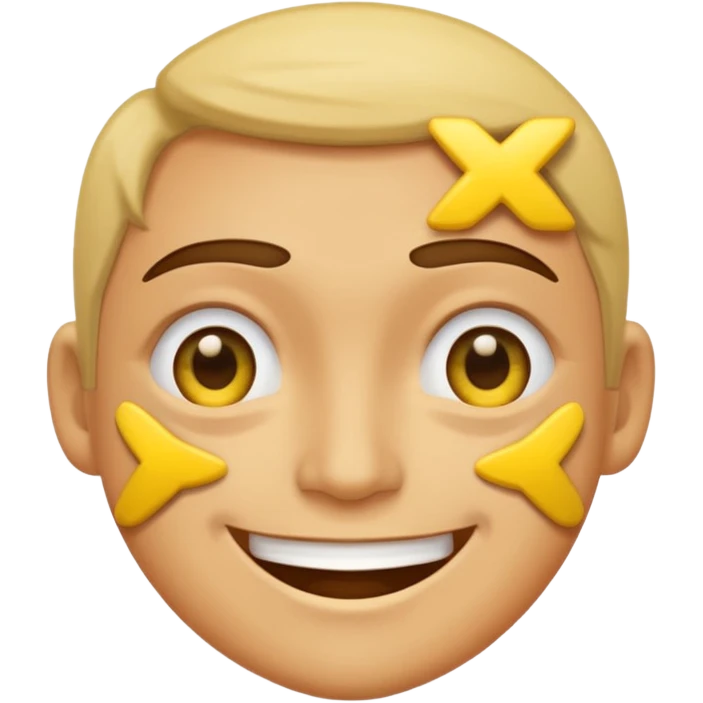 A grinning squiting face With yellow x emoji