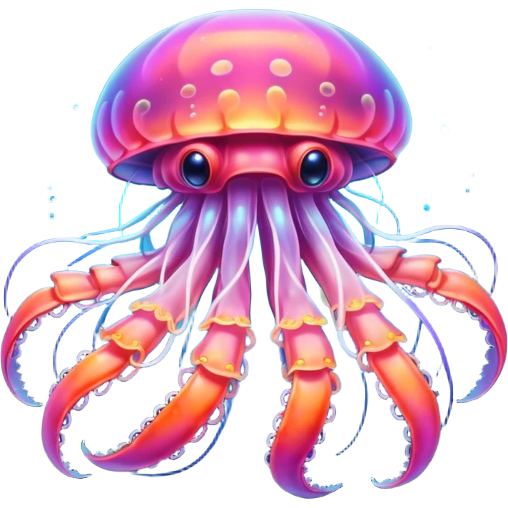 Neon glowing jellyfish-crab-squi emoji