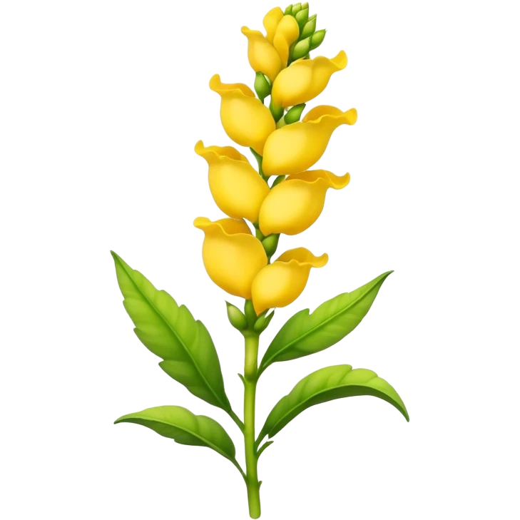 big Yellow Snapdragon, luxuriant, leaf, bud emoji