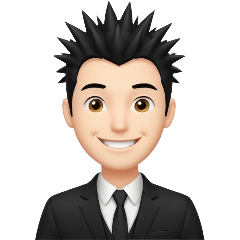fat spiky haired happy man with suit emoji