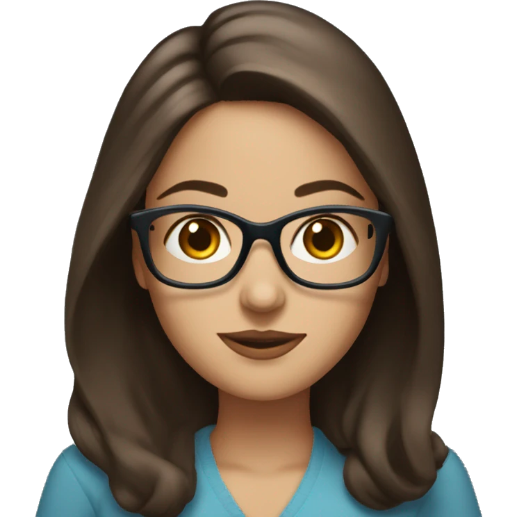 "blue eyes" woman with glasses and medium length brunette hair halding a book emoji