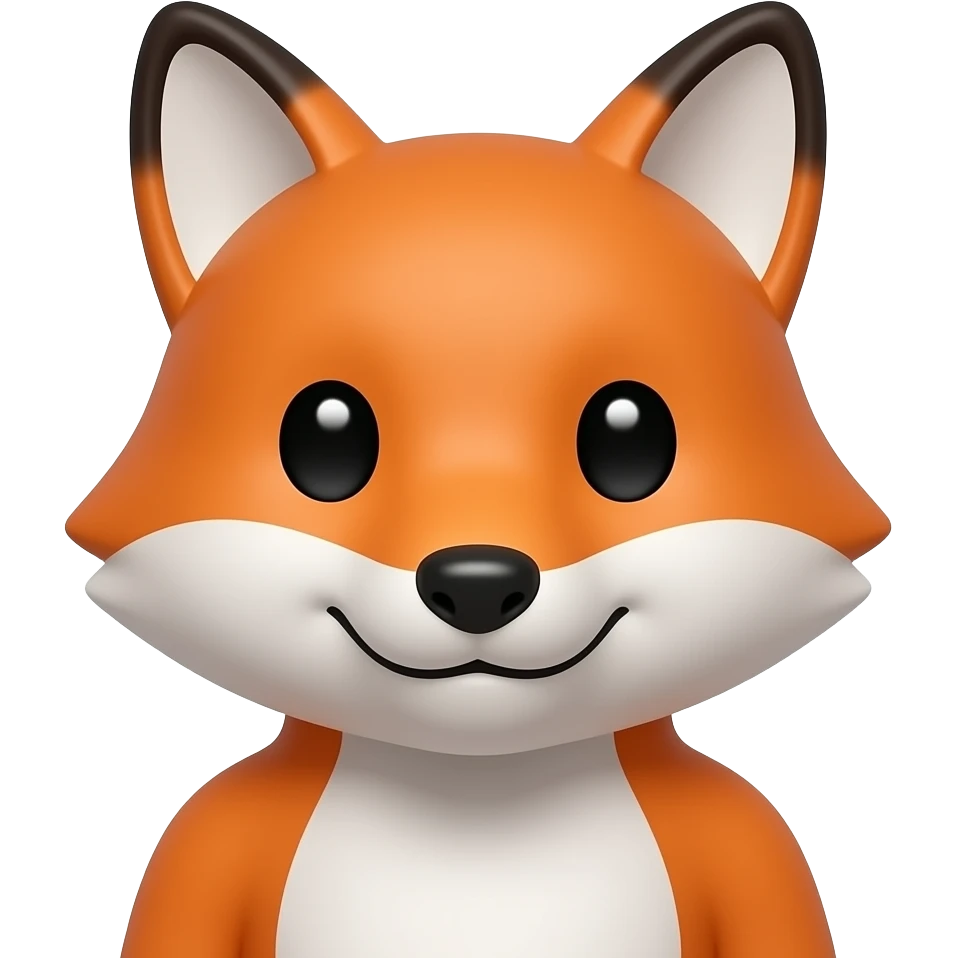 Red-orange with black markings fox head and shoudlers emoji