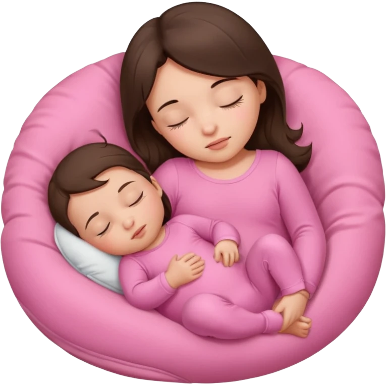 Brunette baby girl sleeping pink bos emoji
